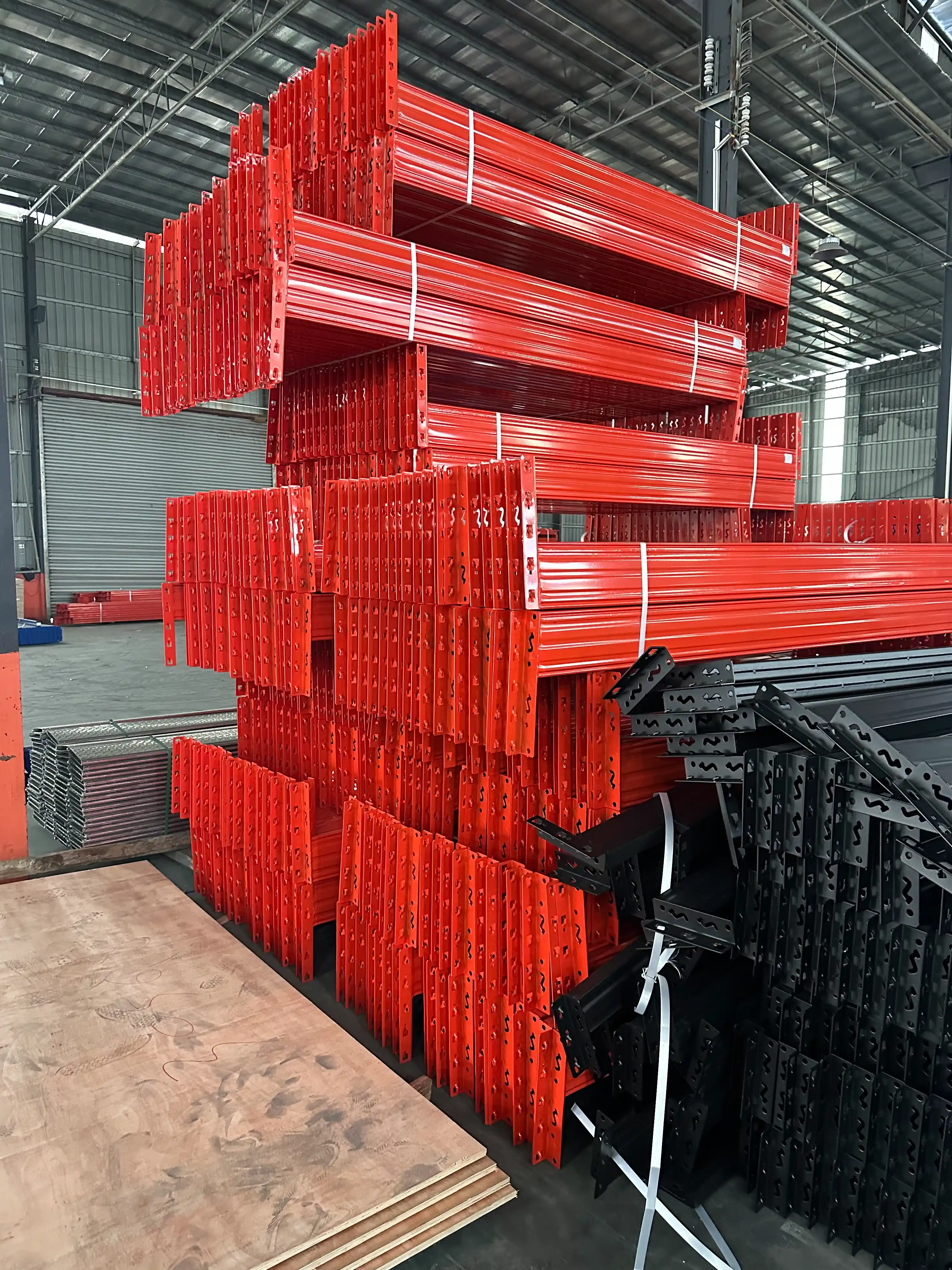 Orange pallet racking beams